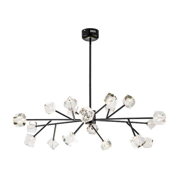 Rennnsan Ellie 18-Light Black Square Crystal Sputnik Chandelier