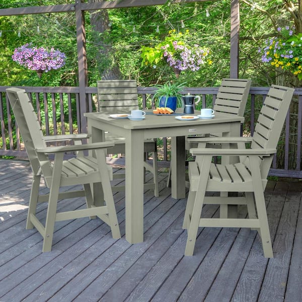 Highwood Weatherley Eucalyptus Counter Height Plastic Outdoor Dining Set in Eucalyptus Set of 4