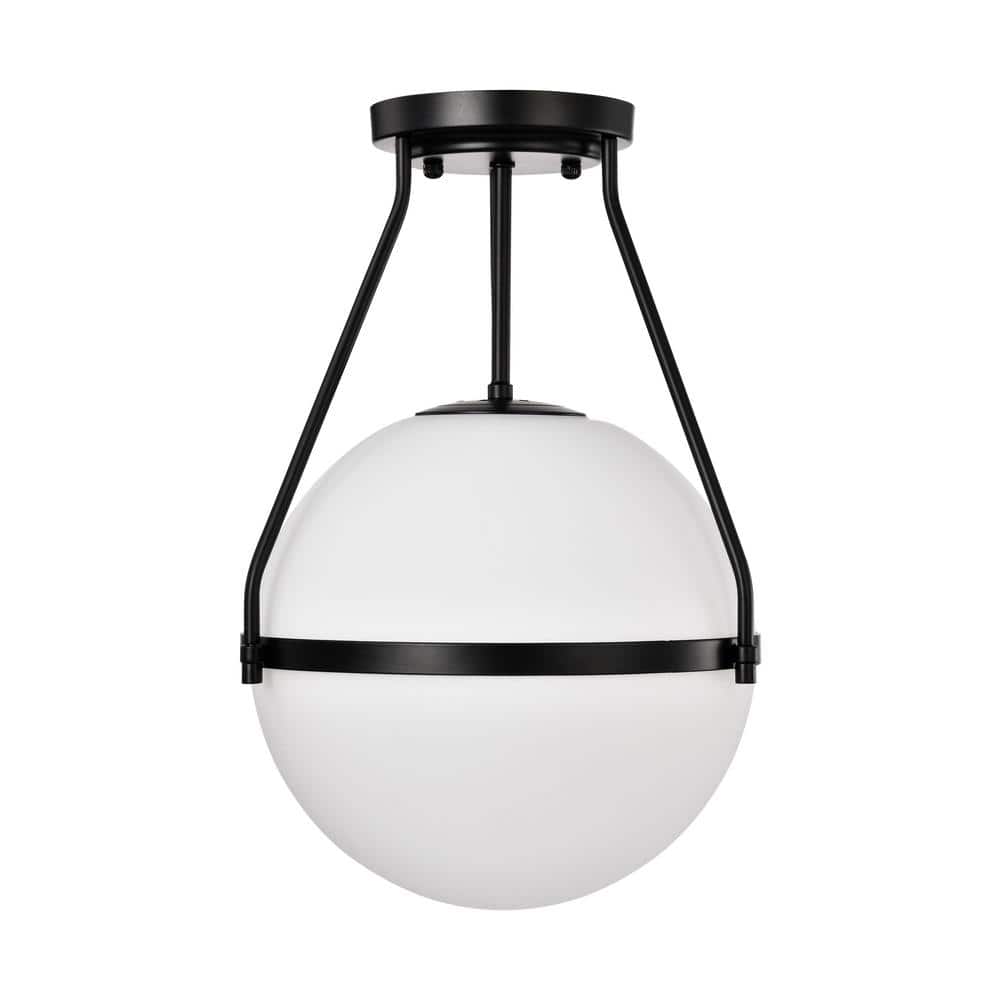 Lomique 11.2 in. 1-Light Indoor Matte Black Finish Semi-Flush Mount Ceiling Light with Light Kit price history on PriceWatchPro