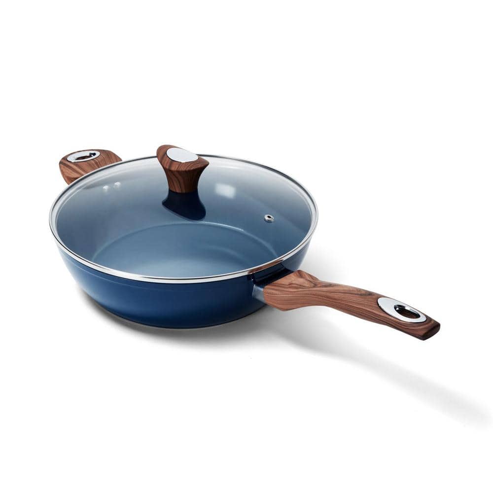 Phantom Chef 11 - Inch Deep Frypan with Lid – Cast Aluminum - Sky Blue -  Midnight Collection 