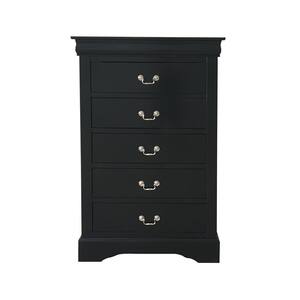 Louis Philippe III Black Chest with Wood Frame 48 in. x 18 in. x 32 in.