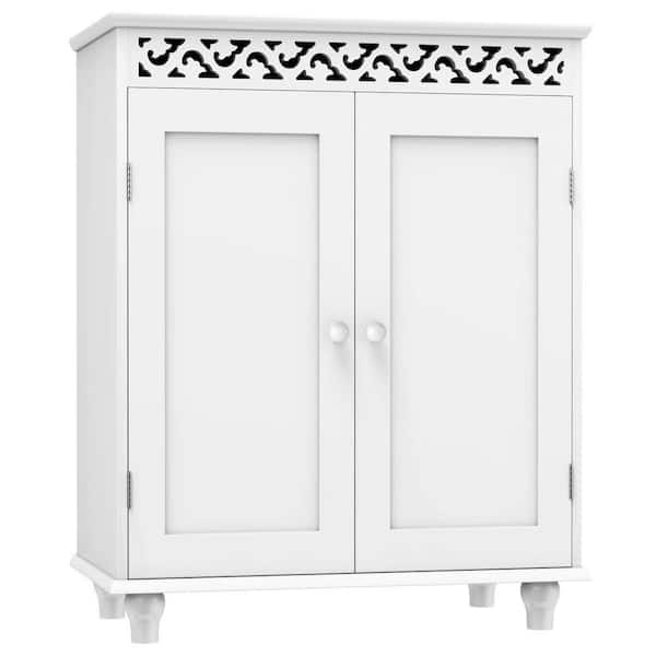 Bunpeony 24 in. W x 13.5 in. D x 30.5 in. H Freestanding Linen Cabinet with 2-Shutter Doors in White