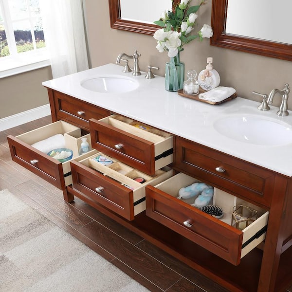 Espresso With Natural Marble Vanity Top, Bathroom Vanity Double Sink 67 Inches
