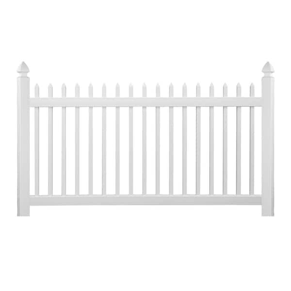 Abbington 4 ft. H x 212 ft. L Picket Spade Top White Vinyl Fence Project Pack