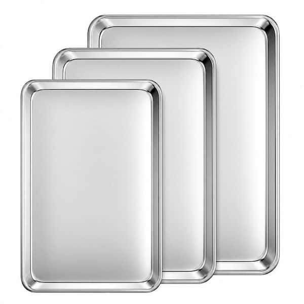 3-Piece Baking Sheets, Commercial Grade Stainless Steel Cookie Sheets for Baking, 12/15.7/17.5 in. Nonstick, Nontoxic