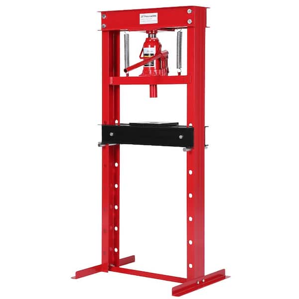 Heavy Duty H-Frame Red 20-Ton Hydraulic Shop Press for Automotive Repair, Bearing and U-Joint Work