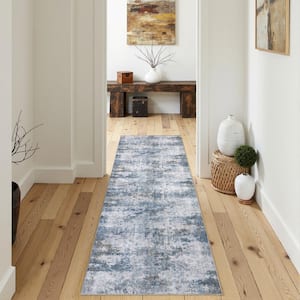 Morning Blue 2 ft. x 8 ft. Modern Abstract Area Rug