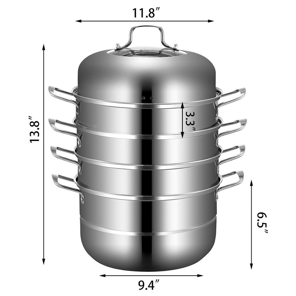 Stainless Steel 5-Tier Electric Dumpling Steamer for Gas and Induction