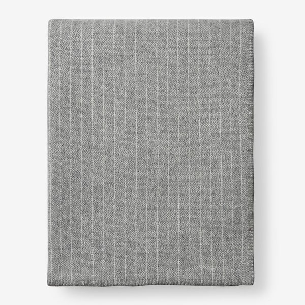 The Company Store Pinstripe Light Gray Wool Full/Queen Blanket
