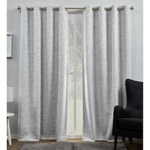 Burke Dark Grey Solid Blackout Grommet Top Curtain, 52 in. W x 96 in. L (Set of 2)