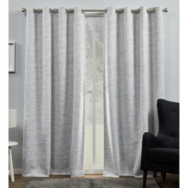 EXCLUSIVE HOME Burke Dark Grey Solid Blackout Grommet Top Curtain, 52 in. W x 96 in. L (Set of 2)