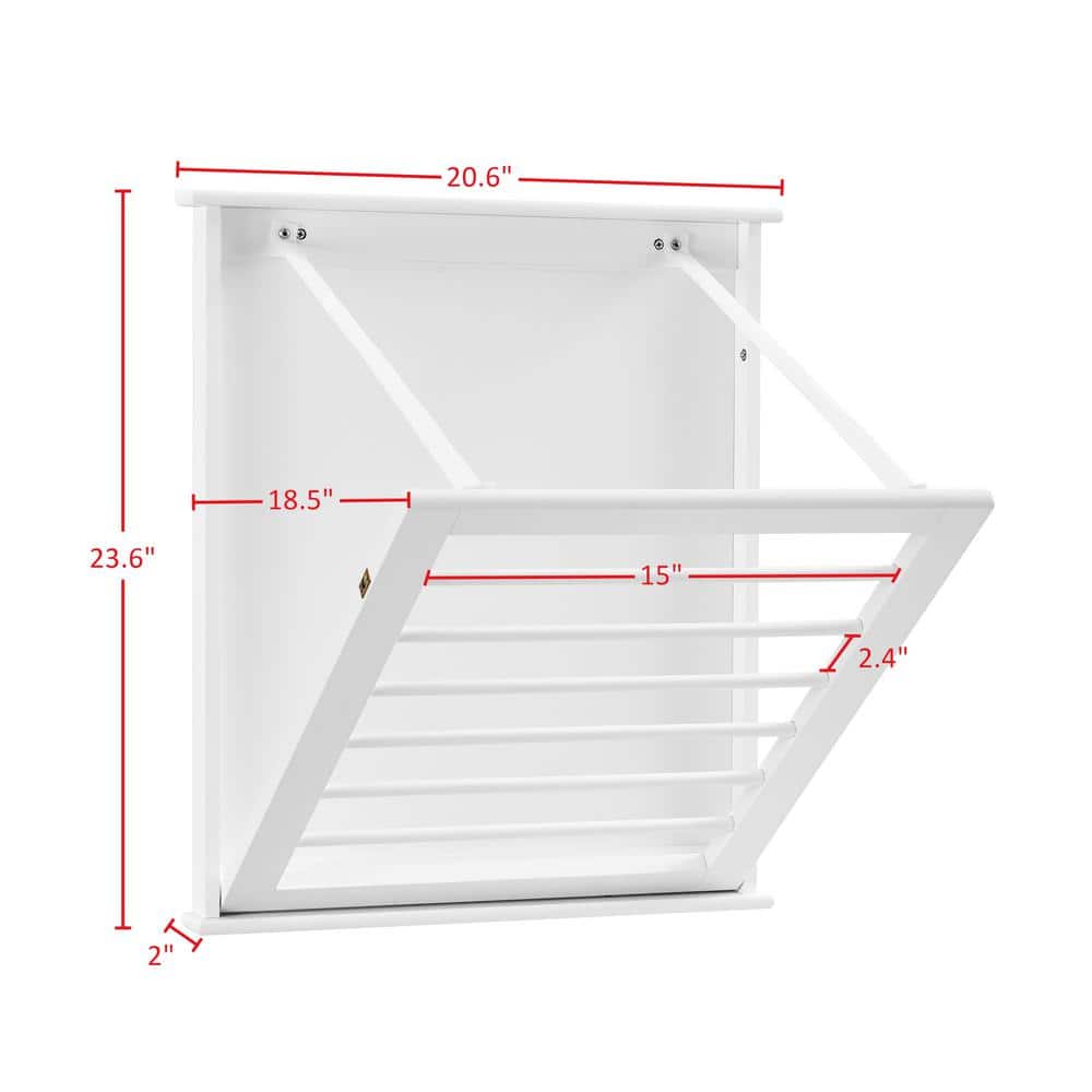 White Folding Wall Mounted Drying Rack with Six Slots