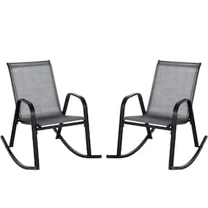 Black Metal Outdoor Rocking Chairs (2-Pieces)