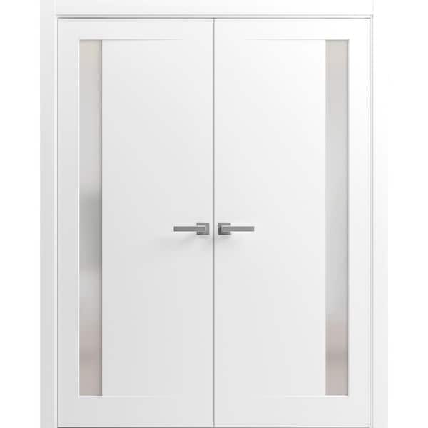 Sartodoors 56 in. x 96 in. 2-Panel Painted White Finished Solid Wood ...
