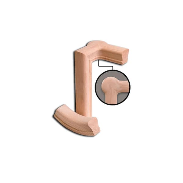 HOUSE OF FORGINGS 7086 Red Oak 2 Rise Right Hand Gooseneck with Cap - 6010 Wood Staircase Handrail Fitting for Stair Remodel
