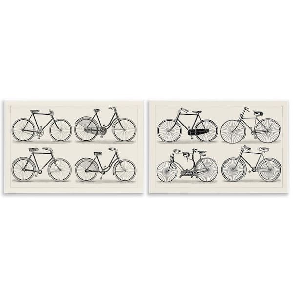 Stupell Industries Vintage Bicycle Styles by Vision Studio 2 Pieces Unframed Typography Graphic Art Print 10 in. x 15 in.