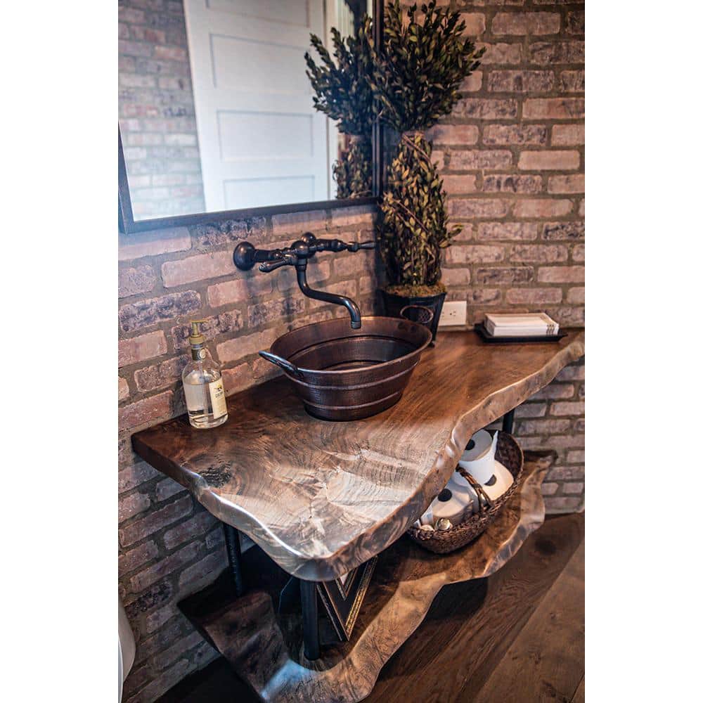 16" Oval Hammered Copper Sink with Oil Rubbed Bronze Finish