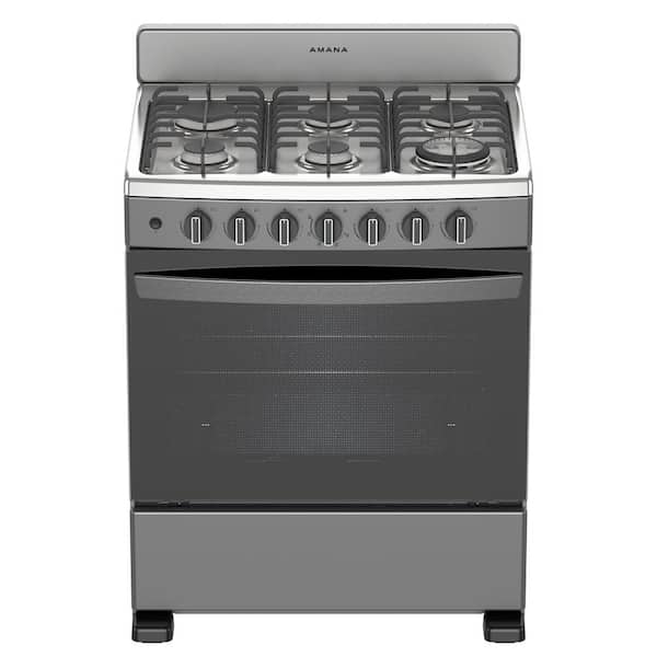 Amana 30 in. 6-Burners Freestanding Gas Range in Titanium