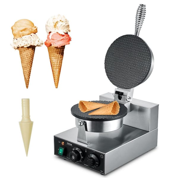 VEVOR Commercial Ice Cream Cone Machine 110V Electric Waffle Makers 1200W Stainless Steel Egg Cone Baker