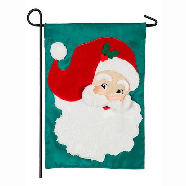 Evergreen 18 in. x 12.5 in. Jolly St. Nick Garden Applique Flag 168972 ...