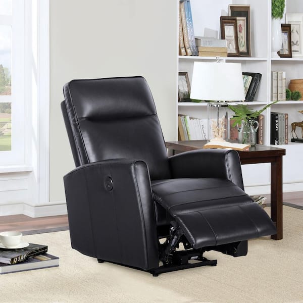 Unbranded Black Top Grain Leather with PU Power Recliner with USB Charger
