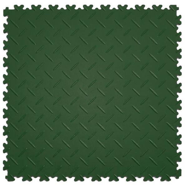 IT-tile Diamond Plate Forest Green 20.5 in. x 20.5 in. Residential & Commercial Interlocking Multi-Purpose Flooring Tile