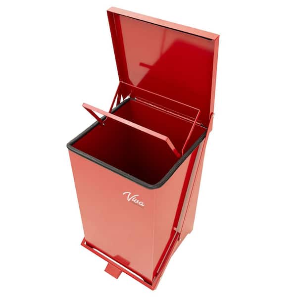 13 Gal. Red Galvanized Steel Medical Hazardous Material Step-On Indoor Trash Can with Lid