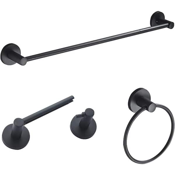 Matte Black Bathroom Hardware Accessory Set, 24'' Towel rack