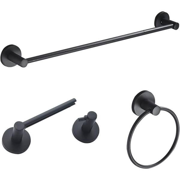 Dyiom Matte Black Bathroom Hardware Accessory Set, 24'' Towel rack