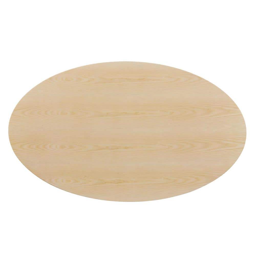 Lippa 60" Oval Natural Wood and Black Metal Dining Table