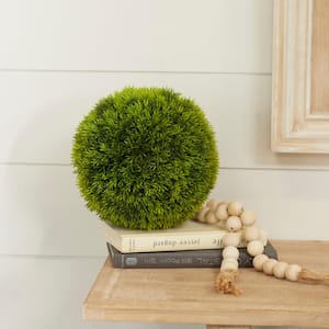 9 in. H Indoor Green Plastic Contemporary Boxwood Topiary Artificial Foliage Ball