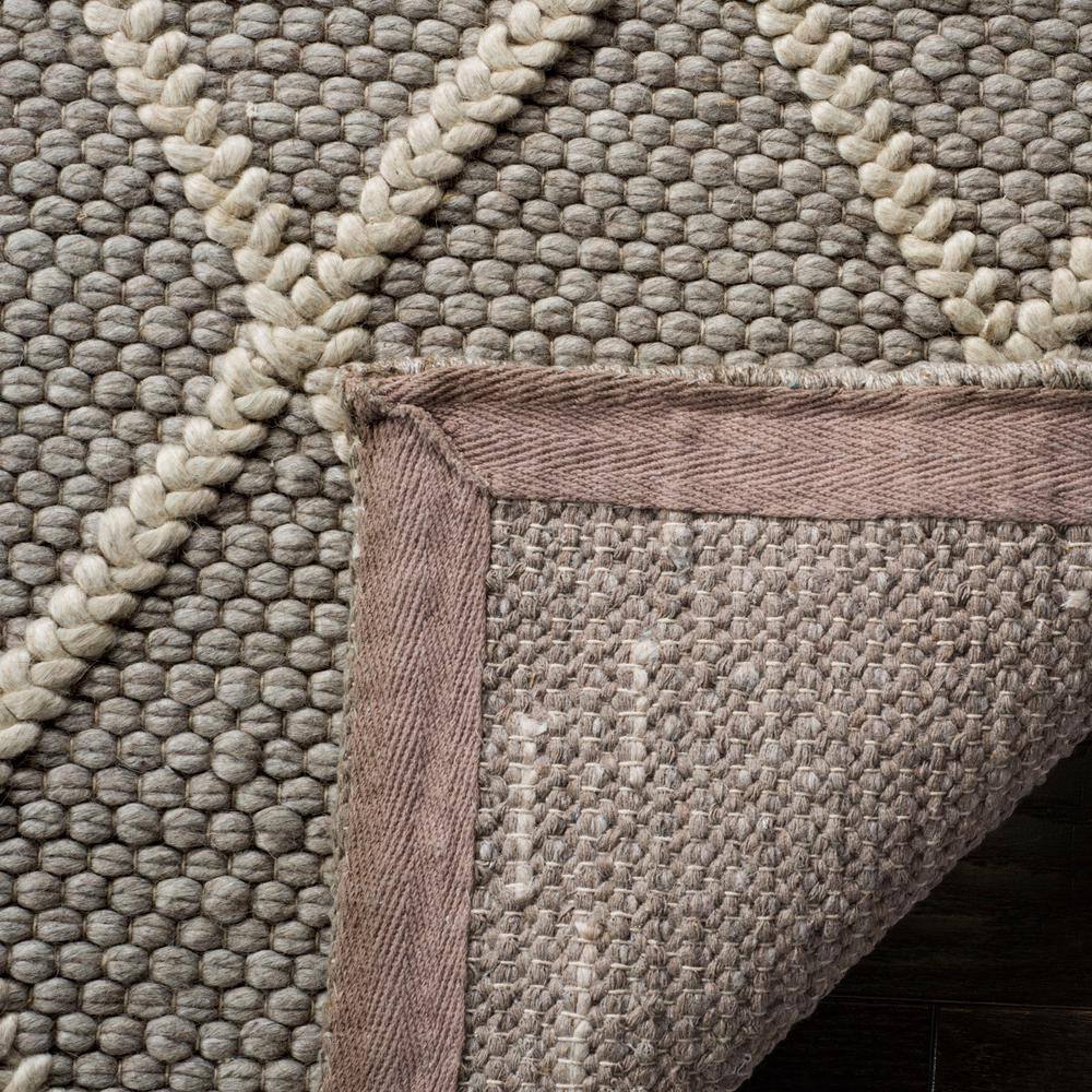 Grey and Off-White Hand-Tufted Wool and Silk Runner Rug