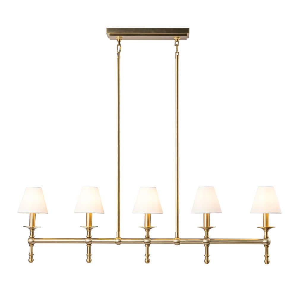 5-Light Brass Linear Chandelier with Fabric Shades E12 Bulb Dimmable Ceiling Light price history on PriceWatchPro