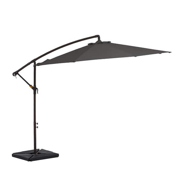 JEAREY 10 ft. Steel Cantilever Patio Umbrella with weighted base in Gray