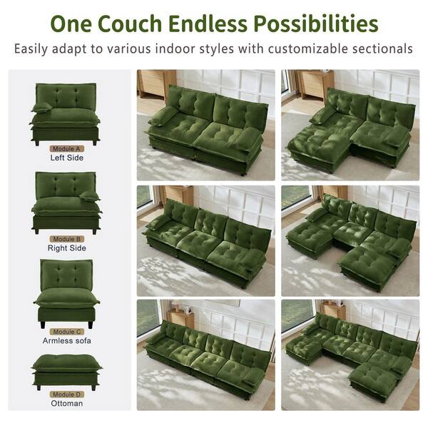 Homy Casa PREM Oversize Modular 77 in.L-Shaped Chenille Sectional