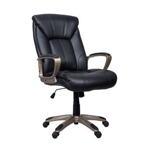 Luxury Business Elite Black Faux Leather Big and Tall Executive office Chair with Arms and Swivel Seat