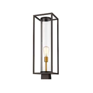 Dunbroch 1-Light Bronze Brass Aluminum Hardwired Outdoor Weather Resistant Post Light Round Fitter with No Bulb Included