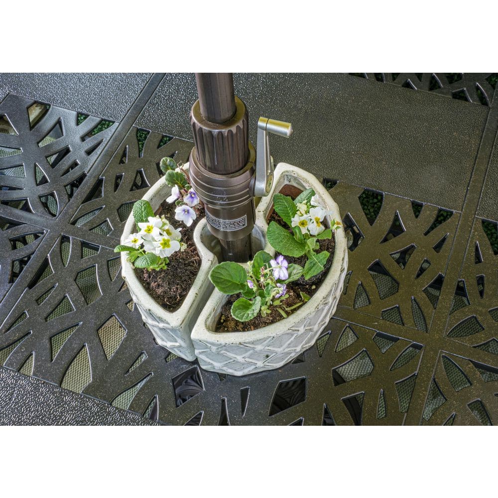 Crema Ceramic Half Moon Umbrella Planter Set