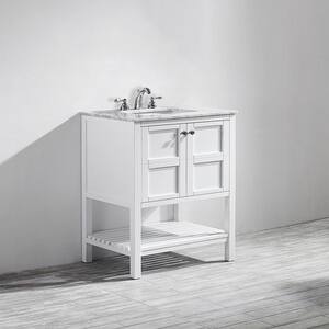 Florence 30 in. W x 22 in. D x 35 in. H Vanity in White with Marble Vanity Top in White with Basin