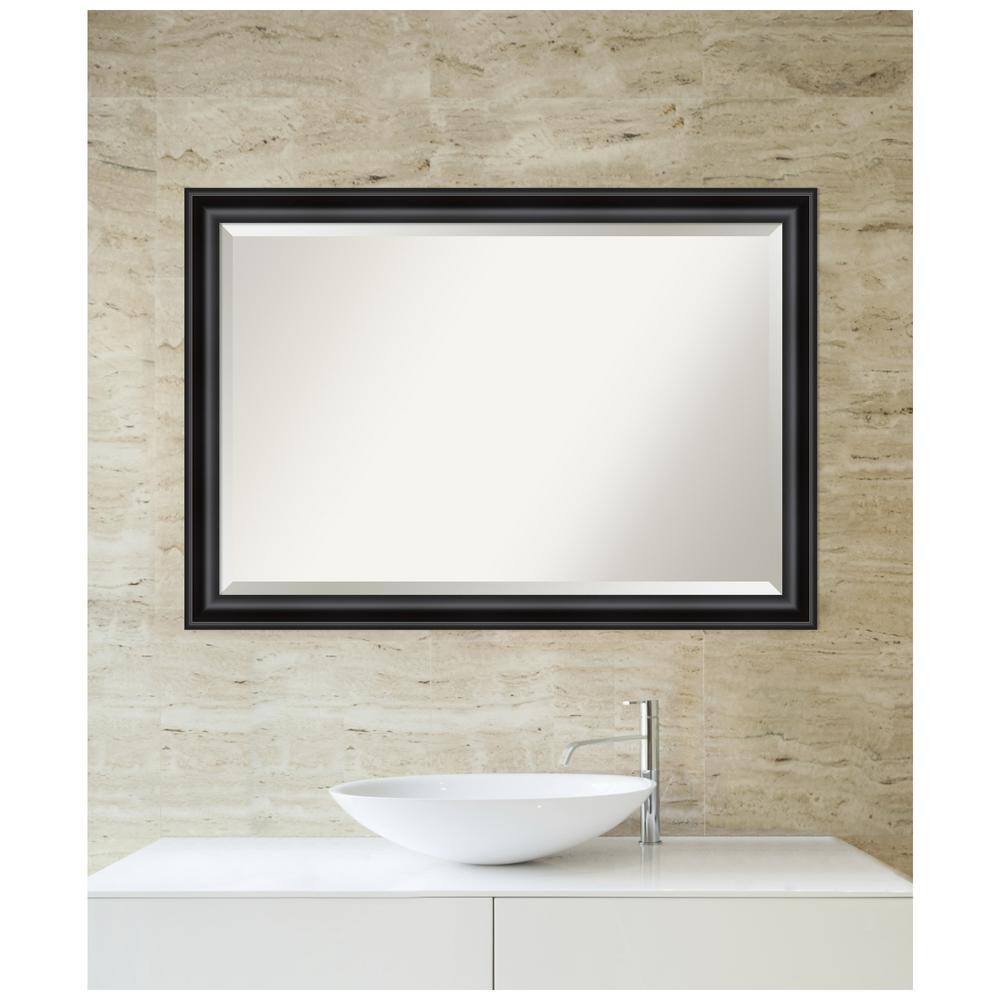 Black Rectangular Beveled Wall Mirror with Polystyrene Frame