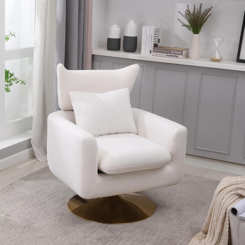 White Classic Mid-Century 360° Swivel Accent Chair, Swivel Manhattan ...