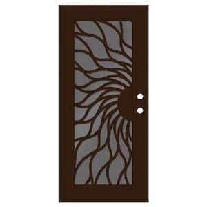 Sunfire 32 in. x 80 in. Right Hand/Outswing Copper Aluminum Security Door with Black Perforated Metal Screen