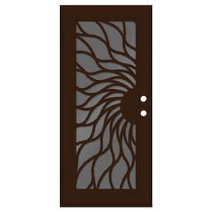 Sunfire 36 in. x 80 in. Right Hand/Outswing Copper Aluminum Security Door with Black Perforated Metal Screen