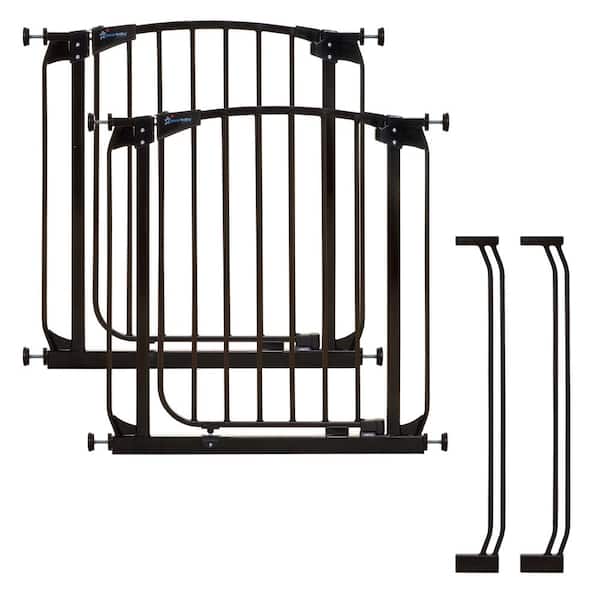 Dreambaby Chelsea 29.5 in. H Standard Height Auto-Close Security Gate in Black Value Pack with 2 Gates and 2 Extensions