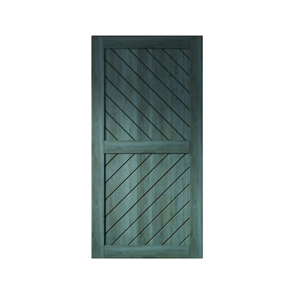 HOMACER XT4 40 in. x 80 in. C-Panel Solid Core Royal Pine Slanted Stripe Design Pine Wood Interior Sliding Barn Door Slab