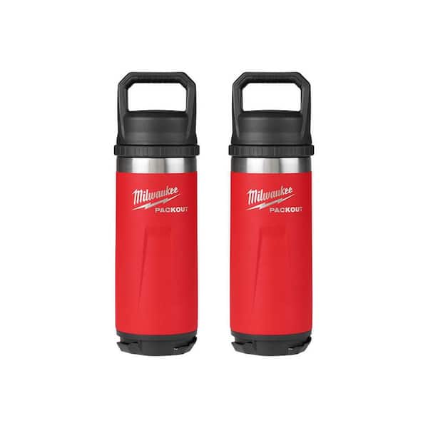 PACKOUT Red 18 oz. Insulated Bottle with Chug Lid (2-Pack)
