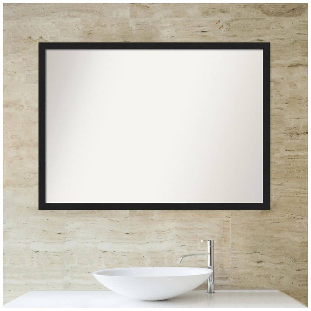 Grace Brushed Black and Silver Rectangular Bathroom Vanity Mirror