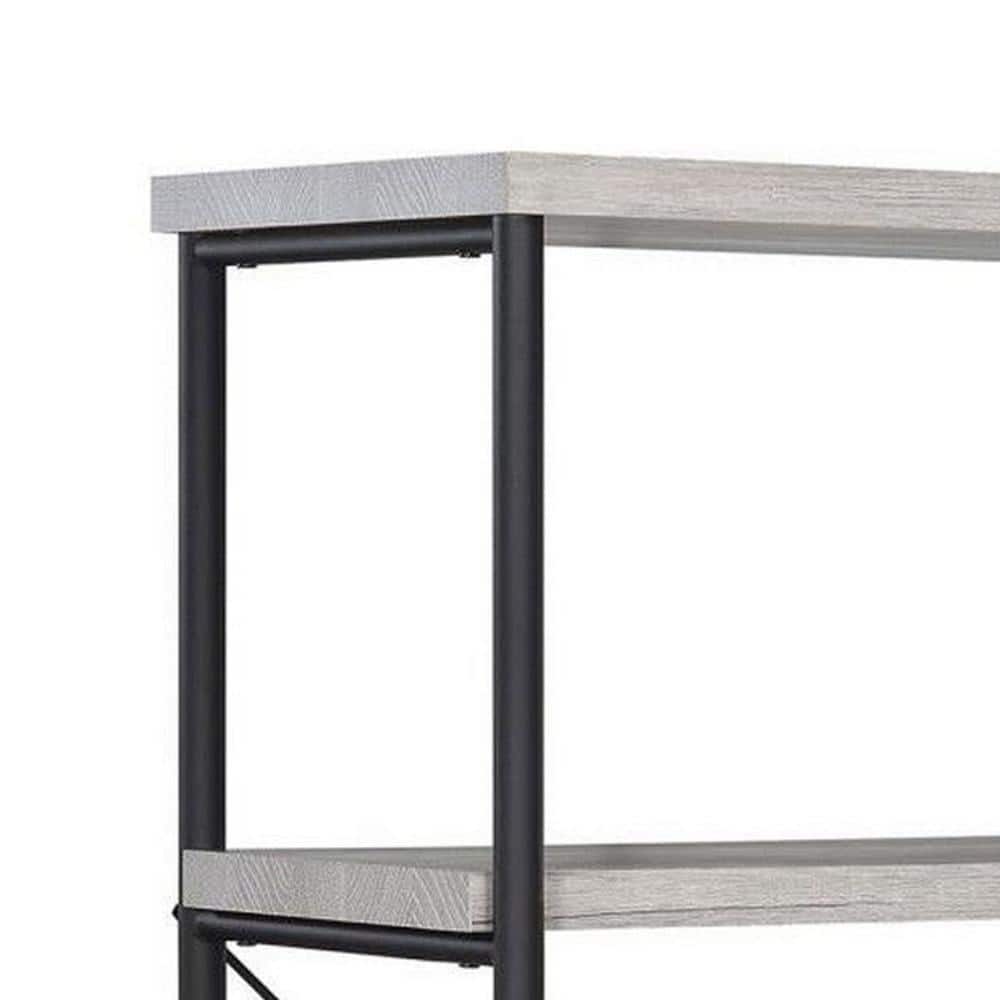 Gray Driftwood and Black Metal 4-Tier Bookcase
