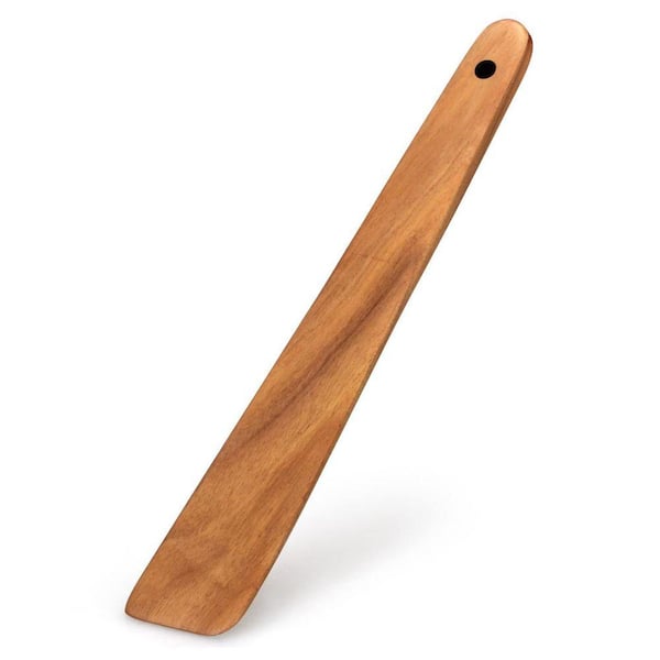 Teak Wood Natural Finish Kitchen Spatula Non-Toxic Flat Scraper Spurtle Cooking Utensil Accessory Set
