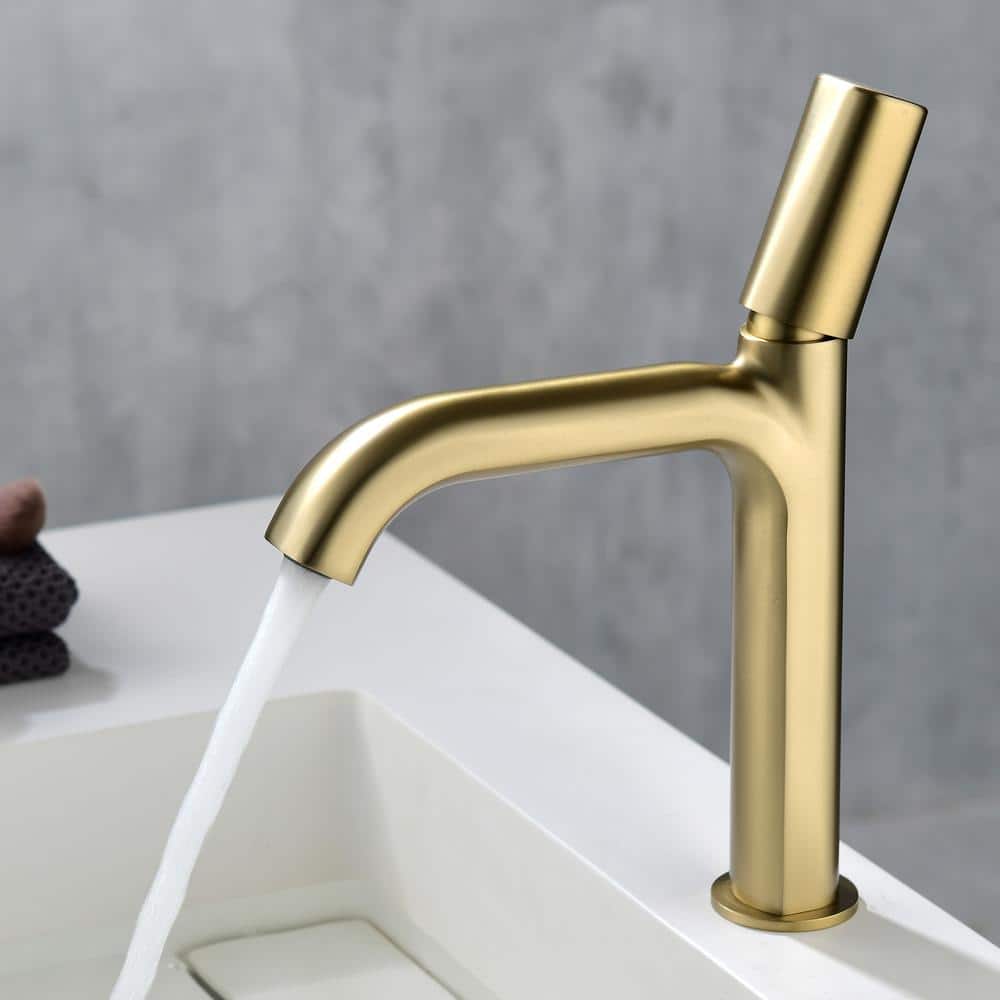 Brushed Gold Brass Single Handle Bathroom Faucet